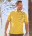 Pack of 2 Men's Button-Neck T-Shirts - Yellow Brick Red