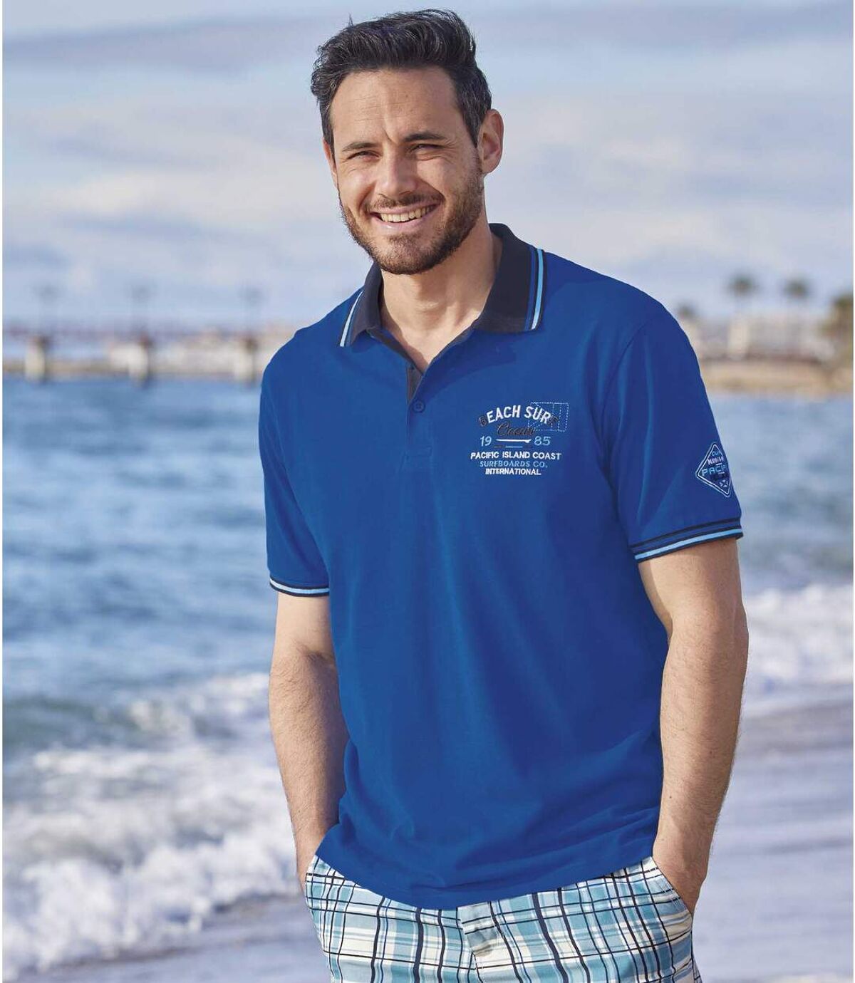 Pack of 2 Men's Piqué Polo Shirts - Blue Turquoise Atlas For Men