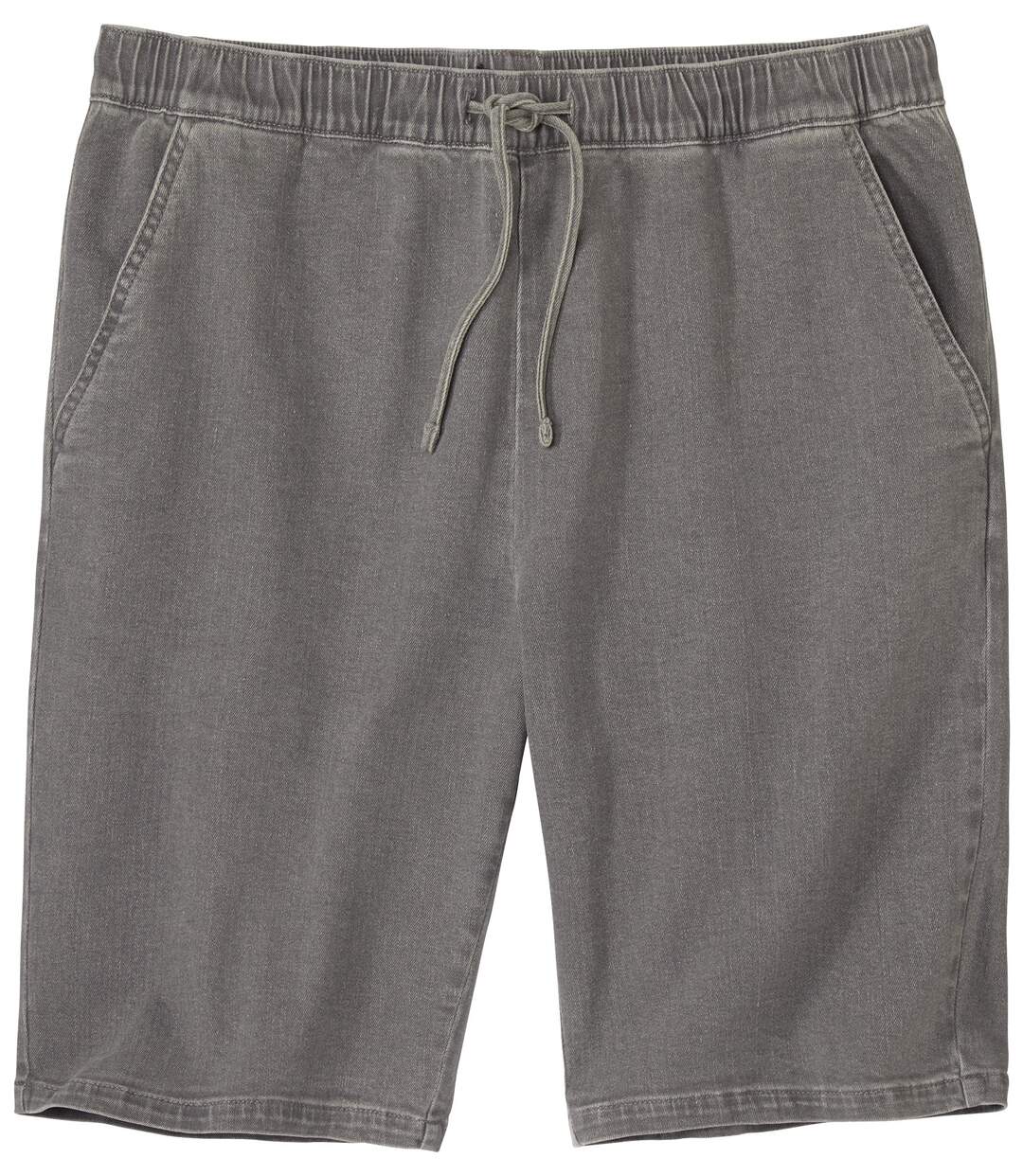 Men's Grey Relaxed Denim Shorts-3