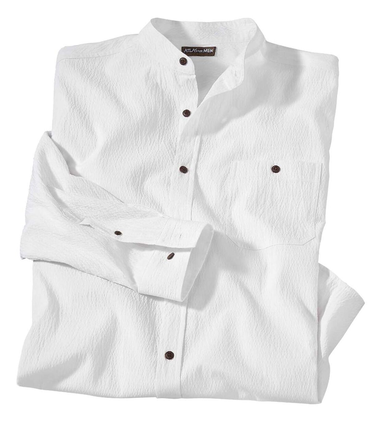 Biała koszula z tkaniny krepa Atlas For Men
