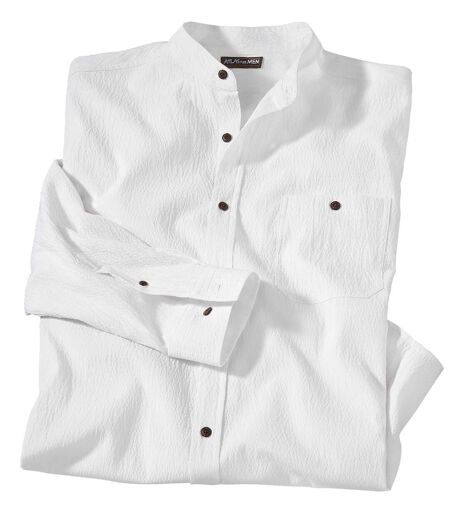 Men's White Crepe Shirt - Long Sleeves