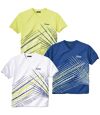 Pack of 3 Men's Graphic T-Shirts - Blue White Lime Green Atlas For Men