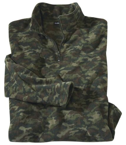 Fleecepullover Camouflage mit RV-Kragen