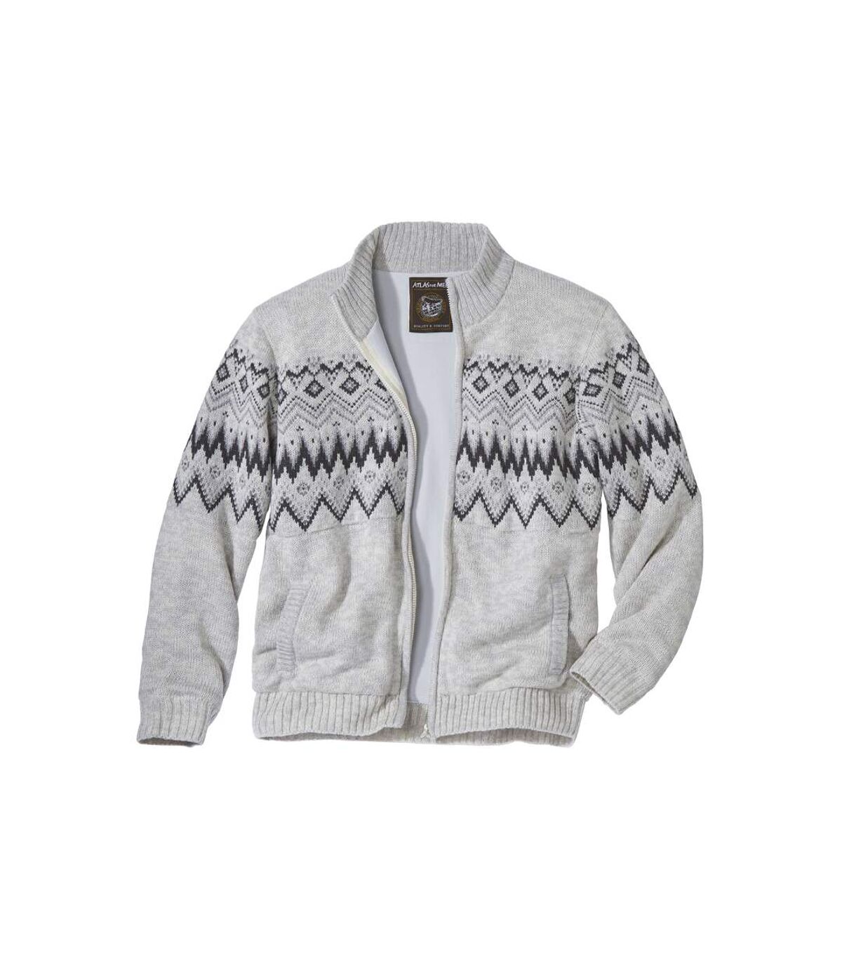 Hřejivý svetr s žakárovým vzorem z kombinovaného materiálu úplet/fleece Atlas For Men