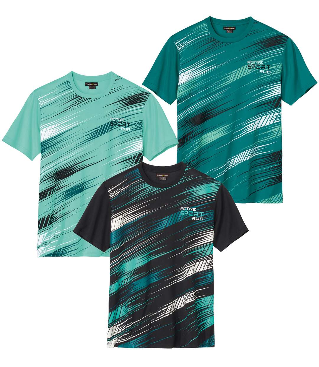 Pack of 3 Men's Graphic Print T-Shirts - Green Black-1