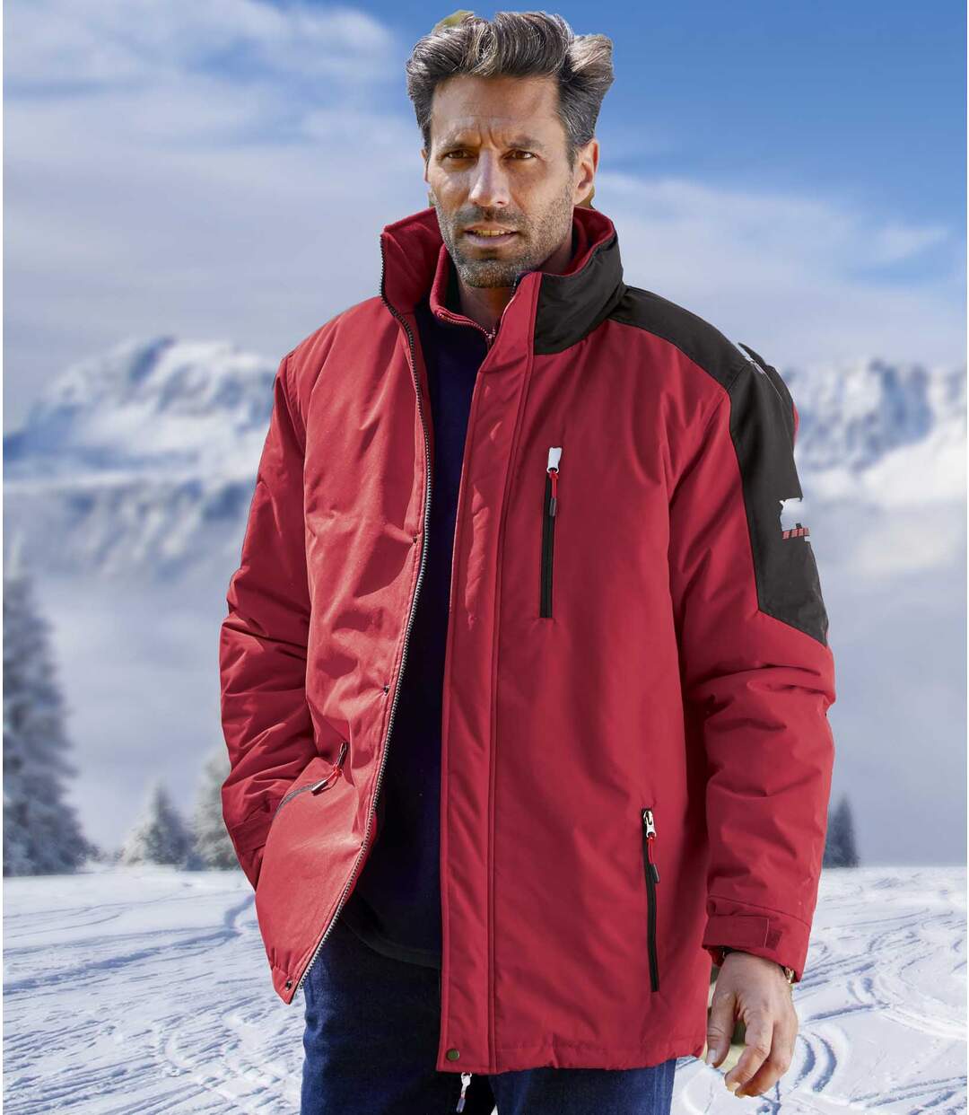 Men's Red Water-Repellent Heavy-Duty Parka - Full Zip - Foldaway Hood  Atlas For Men