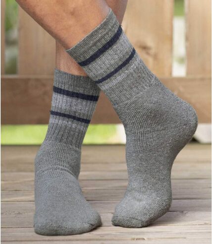 Pack of 5 Pairs of Men's Sports Socks - 3 Grey Black Blue 