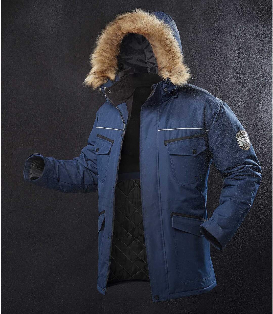 Nagy teljesítményű parka műszőrme kapucnival-3