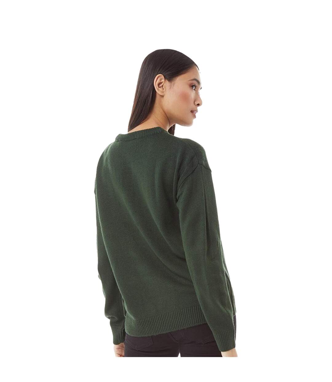 Pull de noël femme vert foncé Brave Soul-2