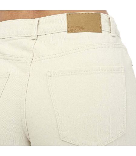 Womens/ladies Zuri Denim High Rise Loose Shorts Ecru Vero Moda