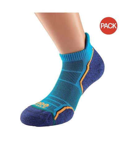 Pack of 2  Mens run socks  kingfisher blue/navy 1000 Mile