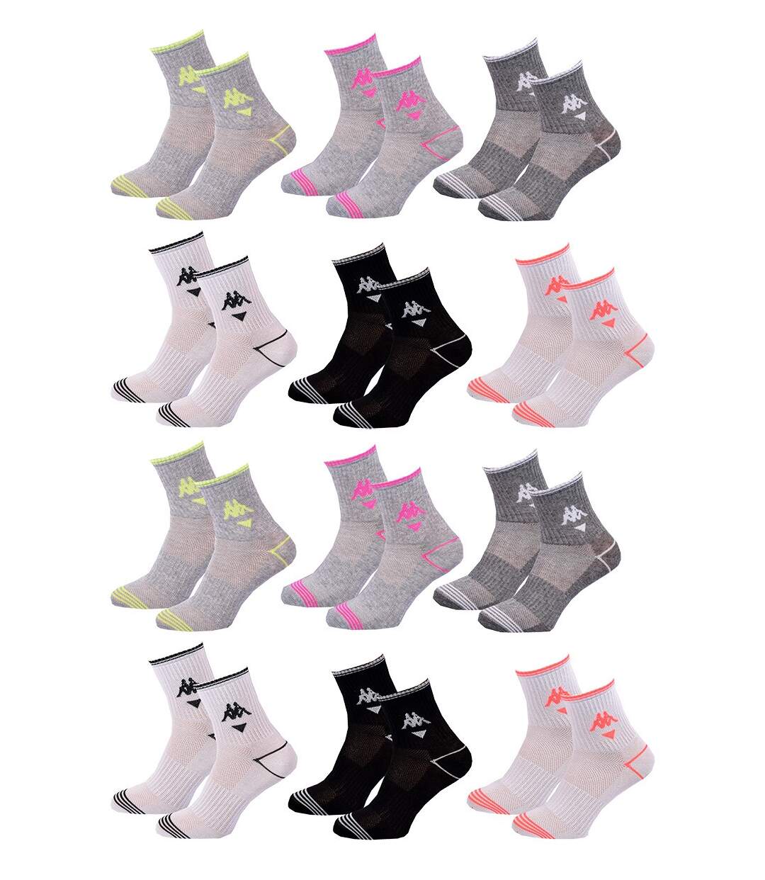 Chaussettes Femme QUARTER KAPPA Lot de 12 Pack de 12 Paires 3259-1