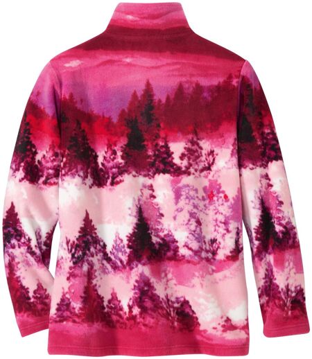 Women's Pink Printed Fleece Jacket 