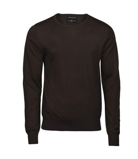 Mens Merino Blend Crew Neck Sweatshirt Mocha Tee Jays