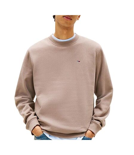 Sweat taupe homme tommy hilfiger reg flag crews