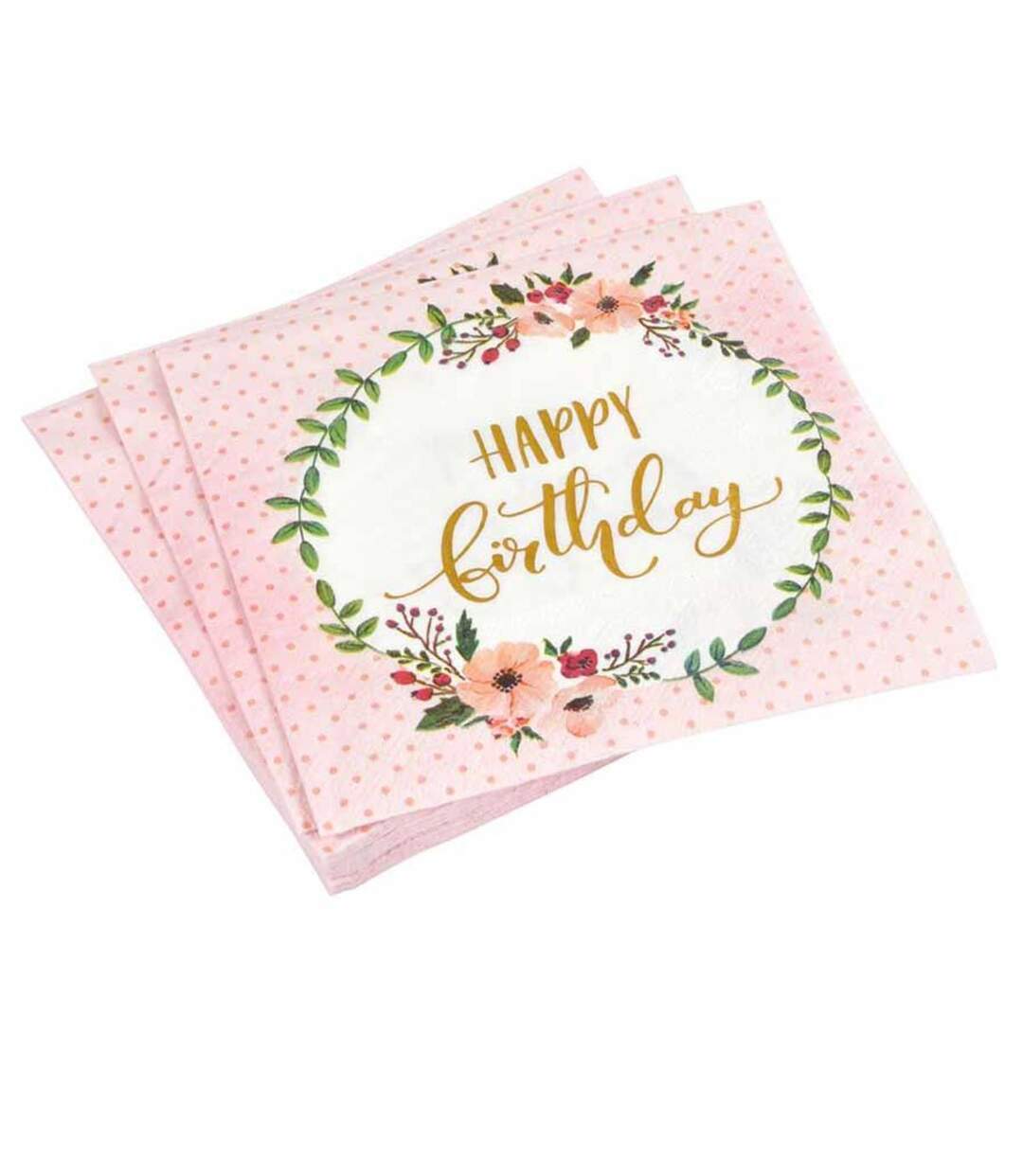 Lot de 20 Serviettes en Papier Boho Chat 33x33cm Rose-1