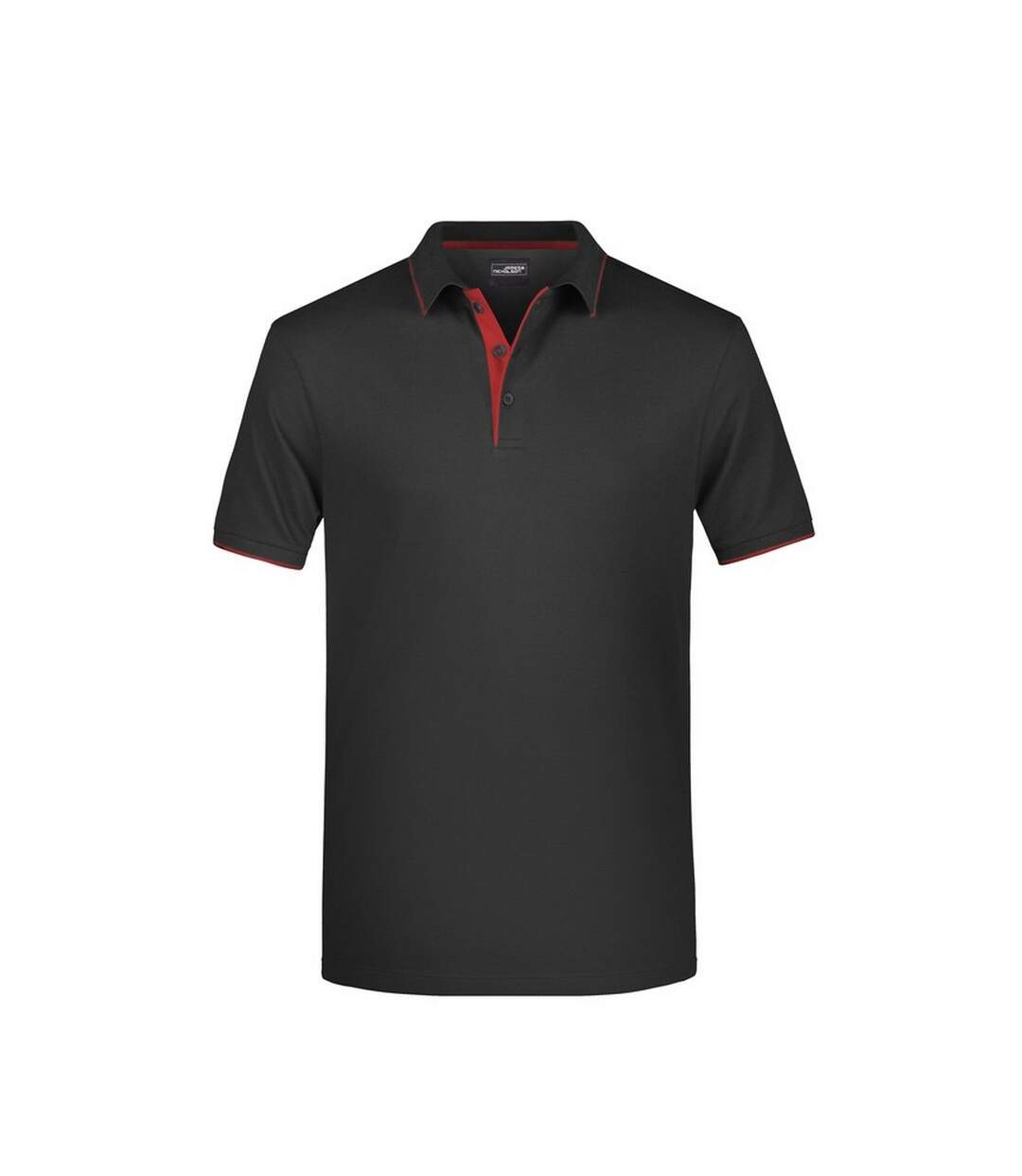 Polo Motif/style Rayures Contrastées Homme Noir Rouge James And Nicholson-1