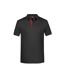 Polo Motif/style Rayures Contrastées Homme Noir Rouge James And Nicholson-1