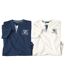 Pack of 2 Men's Double Collar T-Shirts - Navy Off-White