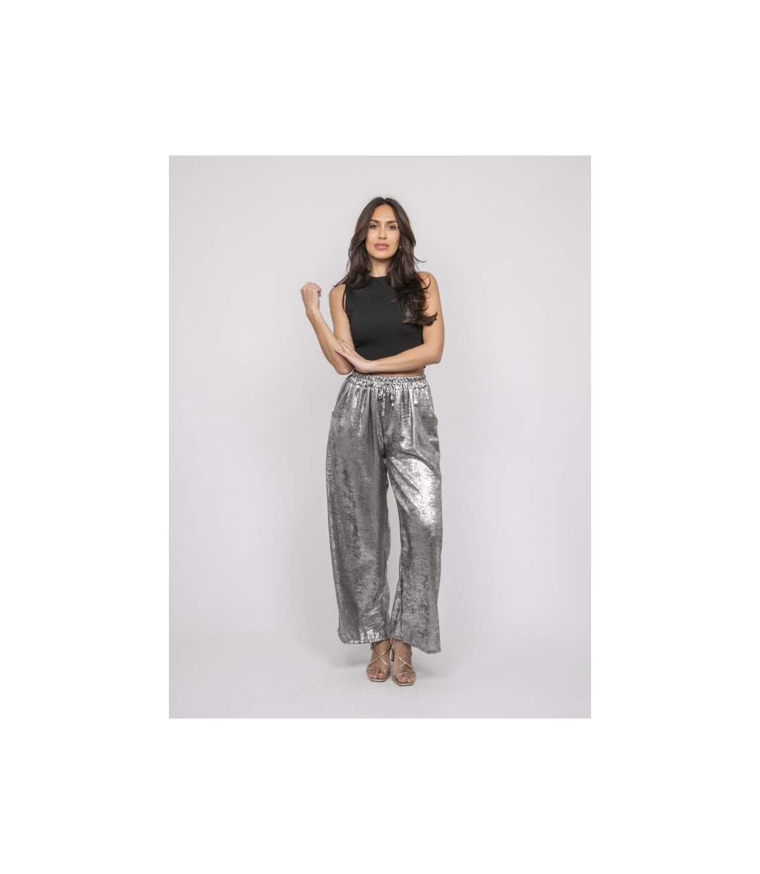 Pantalon fluide métallisé EDWINA - Dona X Lisa-4