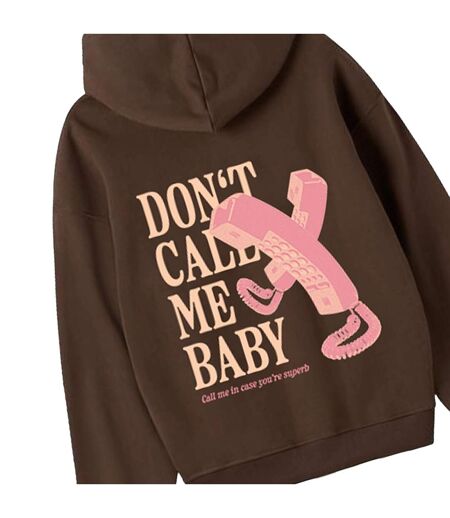 Don't call me baby Hoodie Brushed Oversize Brown SUPERB woman