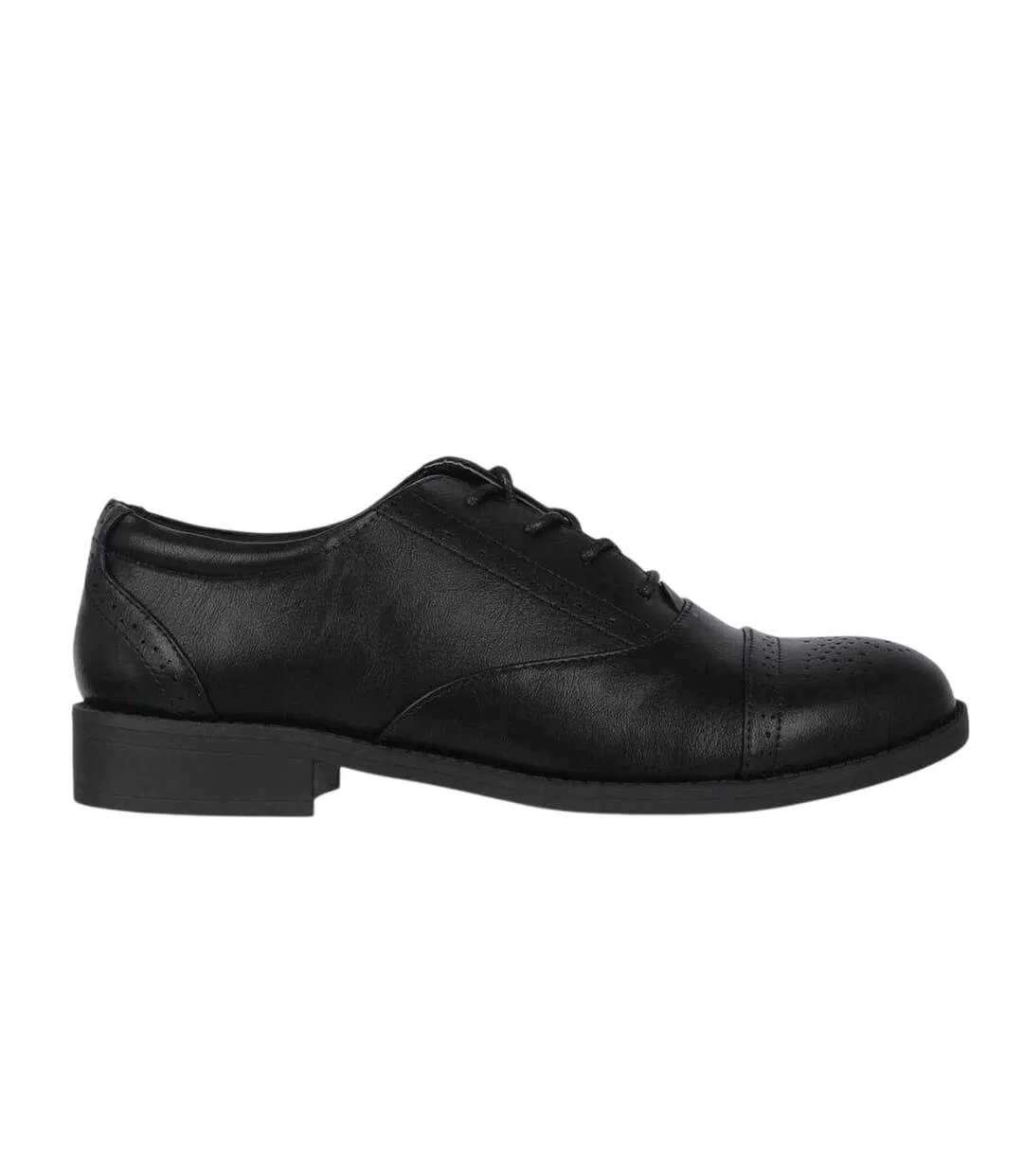 Womens/ladies Bobbi Low Heel Brogues Black Miso-1