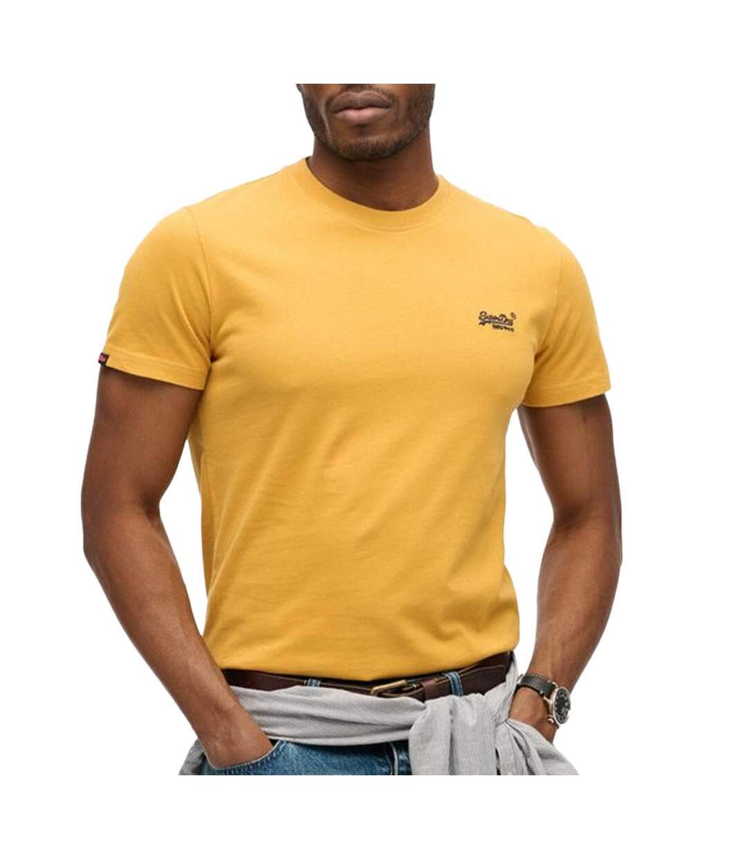 T-Shirt jaune homme superdry essentials-1