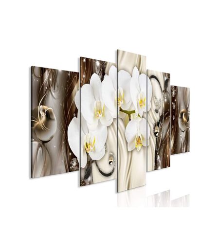 Paris Prix - Tableau orchid Waterfall 5 Panneaux Wide Brown 100x225cm