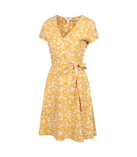 Womens/ladies Santorini Uv Jersey Wrap Dress Yellow Mountain Warehouse