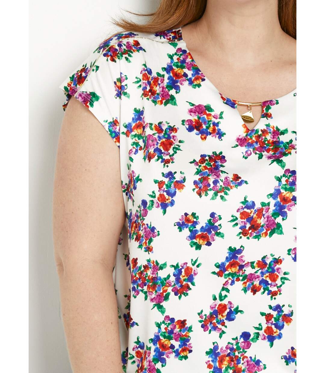 T-shirt blousant col bijou fleuri-4