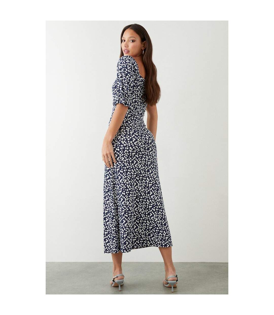 Womens/ladies Spotted Sweetheart Tall Midi Dress Navy Dorothy Perkins-2