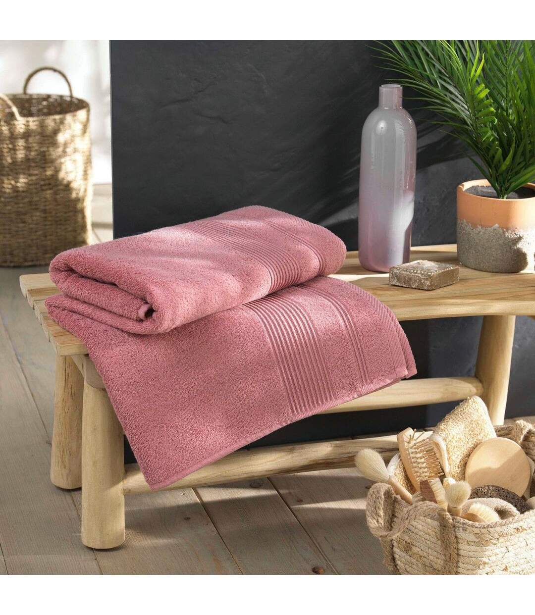 Drap de Bain Tendresse 90x150cm Bois de Rose-2