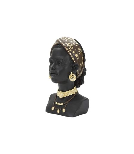 Statuette Tête Femme Bandeau Massai 30cm Noir