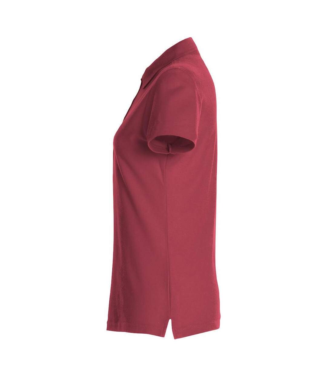 Womens/ladies Plain Polo Shirt Burgundy Clique-3