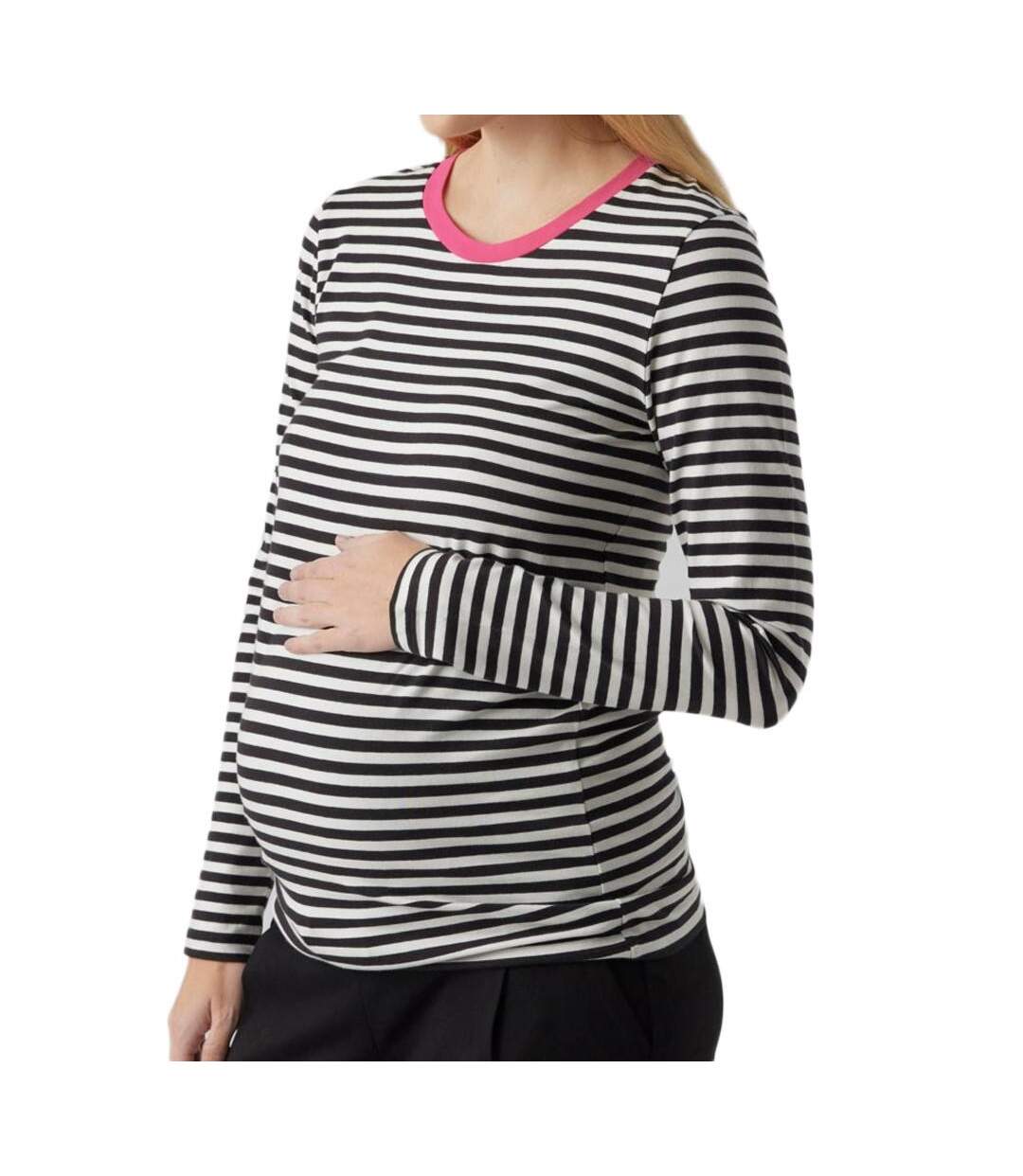 T-Shirt blanc/noir femme mamalicious gisela-1
