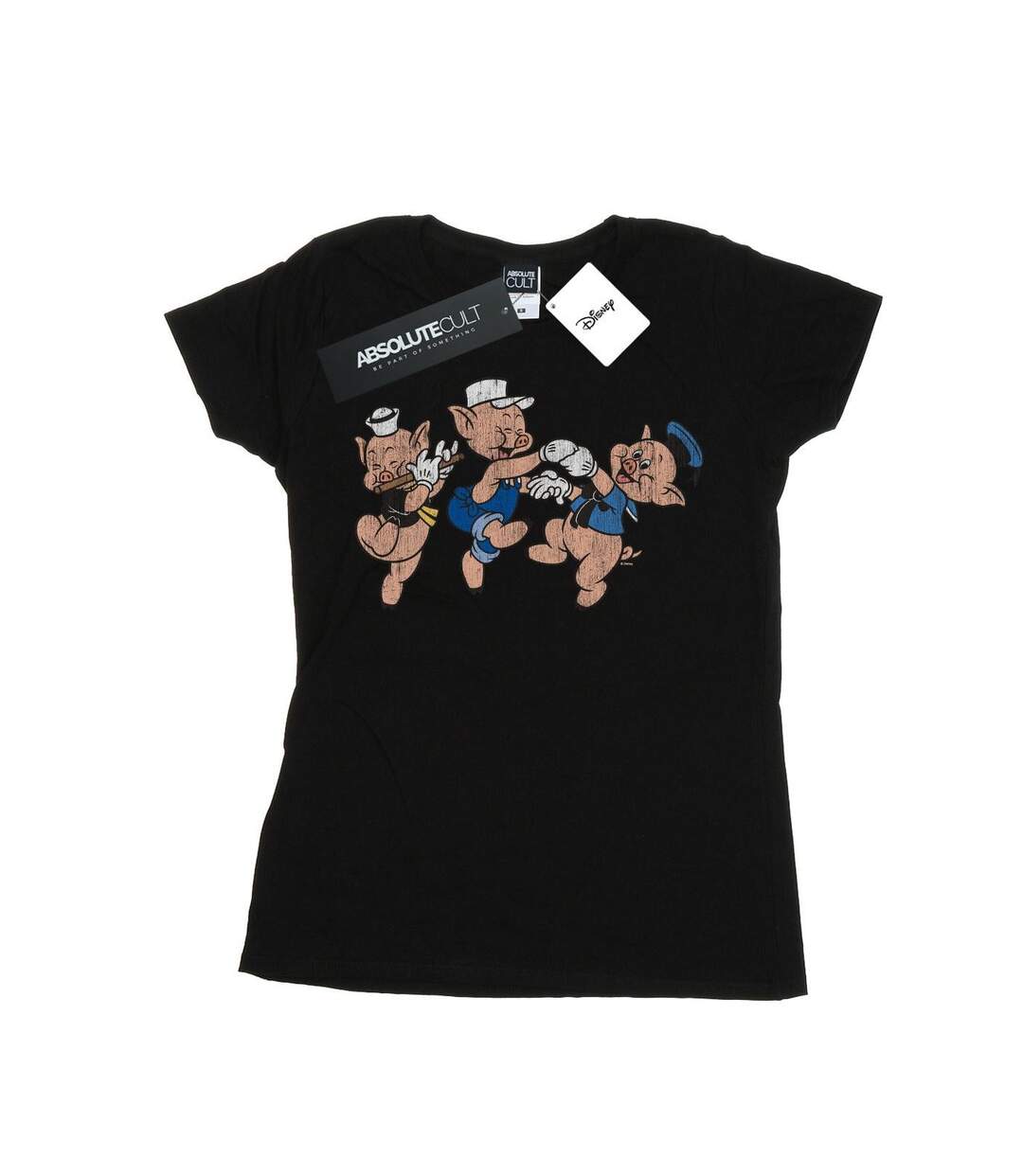 Disney T-shirt en coton Femmes/Ladies Three Little Pigs Having Fun (Noir) - UTBI15917-1