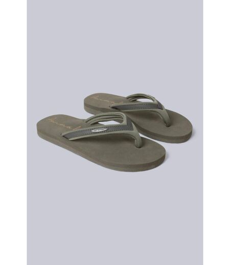 Womens/ladies swish recycled flip flops dark khaki Animal