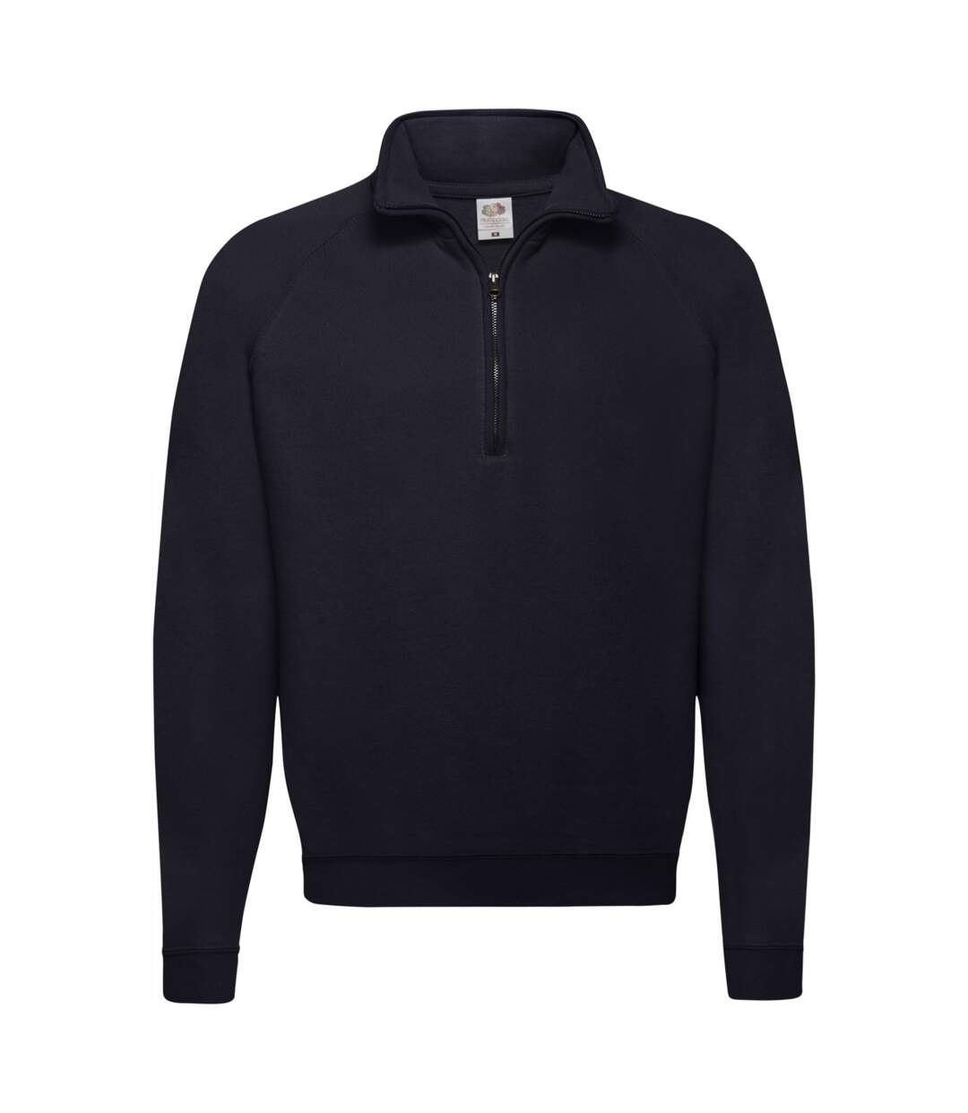 Mens Classic 80/20 Zip Neck Sweatshirt Deep Navy Fruit Of The Loom-1