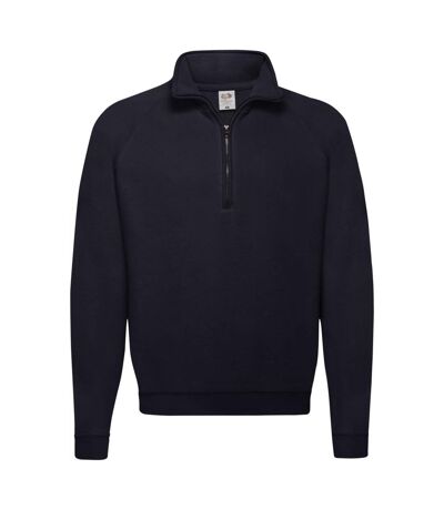 Mens Classic 80/20 Zip Neck Sweatshirt Deep Navy Fruit Of The Loom