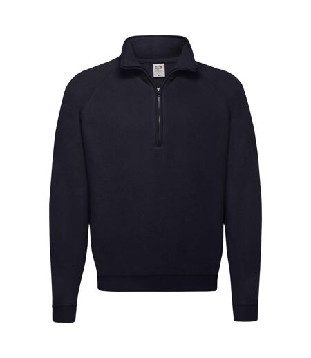 Mens Classic 80/20 Zip Neck Sweatshirt Deep Navy Fruit Of The Loom