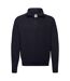 Mens Classic 80/20 Zip Neck Sweatshirt Deep Navy Fruit Of The Loom-1