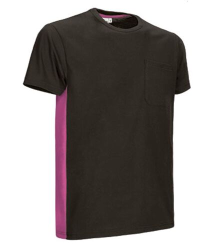 T-shirt bicolore - Unisexe - réf THUNDER - noir et rose magenta