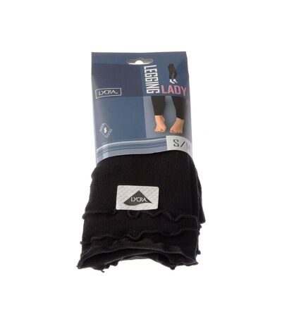 Legging chaud long - 1 paire - Unis maille jersey - Ultra opaque - Mat - Gousset polyamide - Coton - Vague - Noir