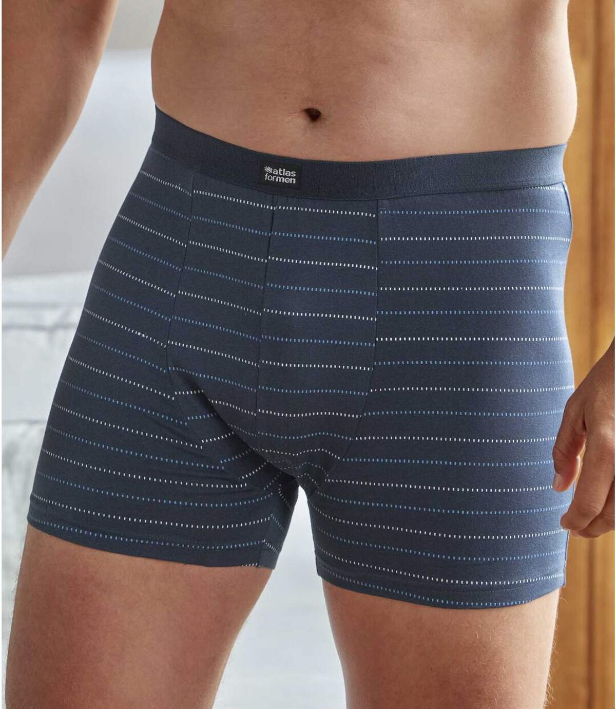 Pack of 2 Men's Stretch Boxer Shorts - Blue Navy Atlas For Men