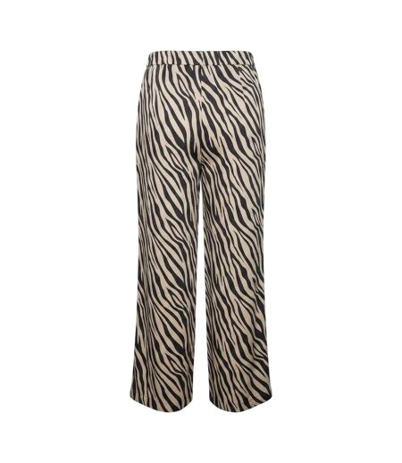 Womens/ladies Lisa Zebra Print Wide Leg Trousers Black Vero Moda