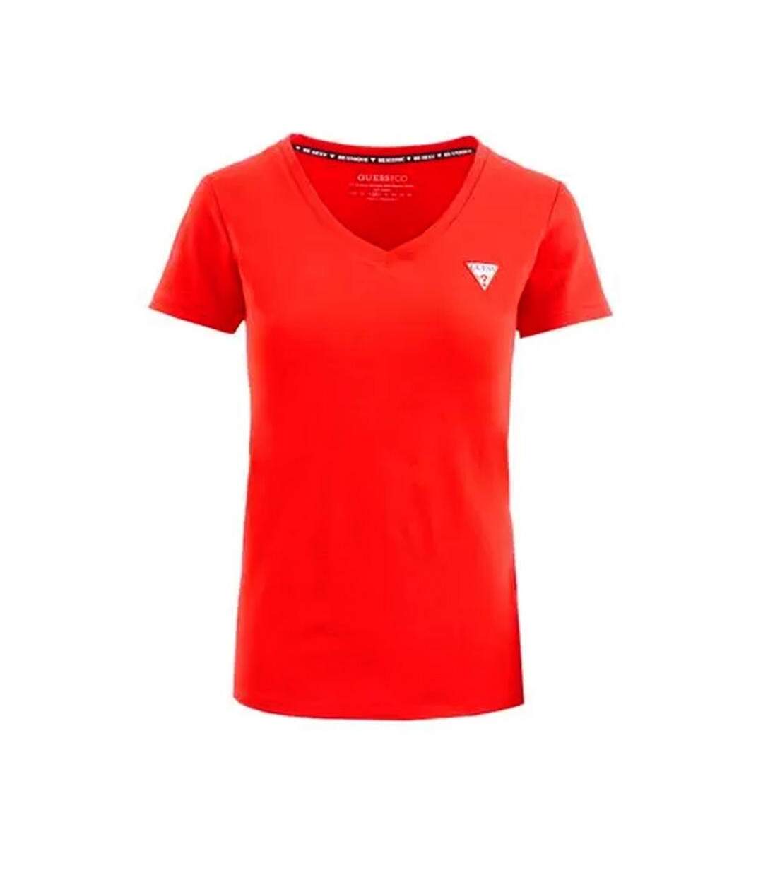 T-shirt rouge femme guess mini triangle d1r - s-1