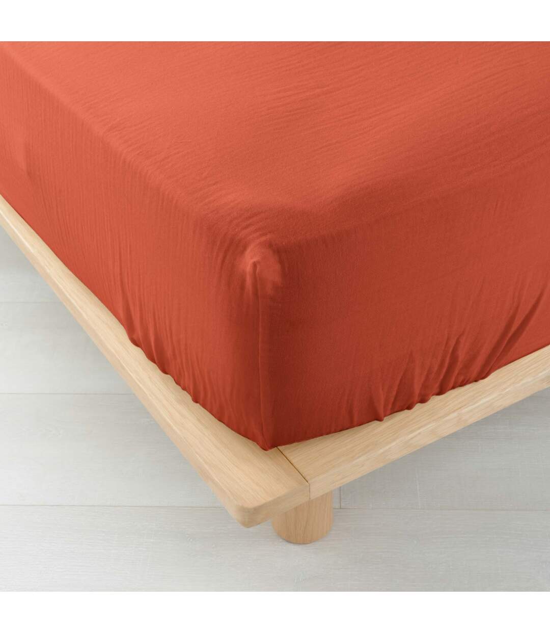 Drap Housse en Gaze de Coton Angelia 160x200cm Terracotta-1
