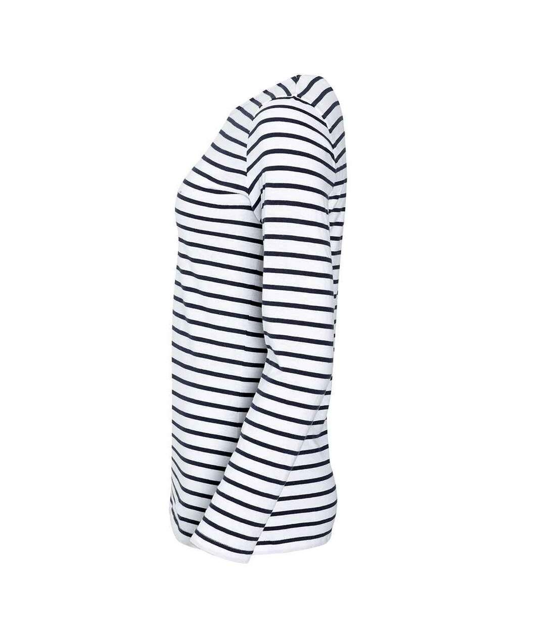 T-shirt Marine Femme Blanc Bleu Marine SOLS-3