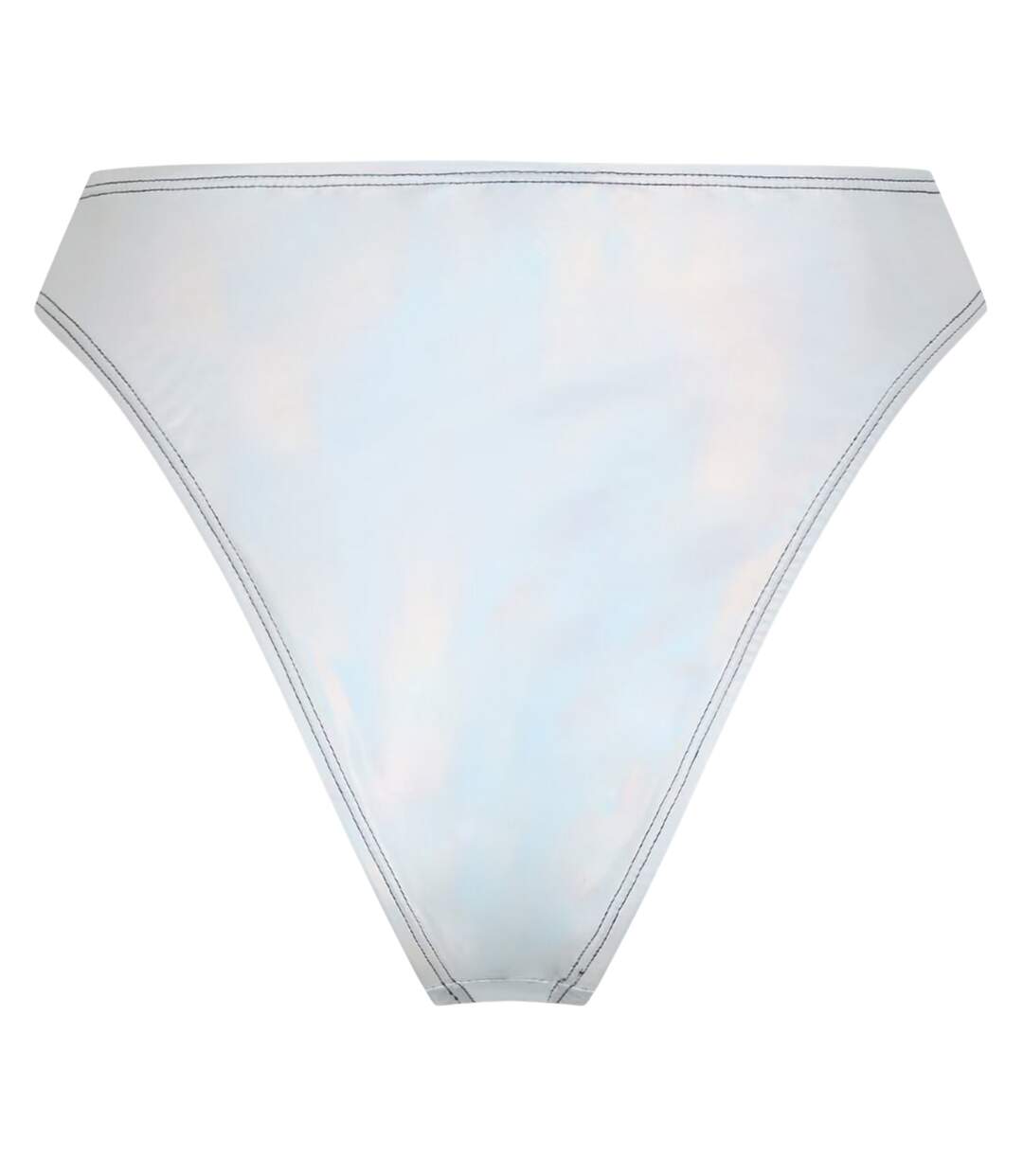 Womens/ladies Holographic High Waist Bikini Bottoms Metallic Silver Brave Soul-3