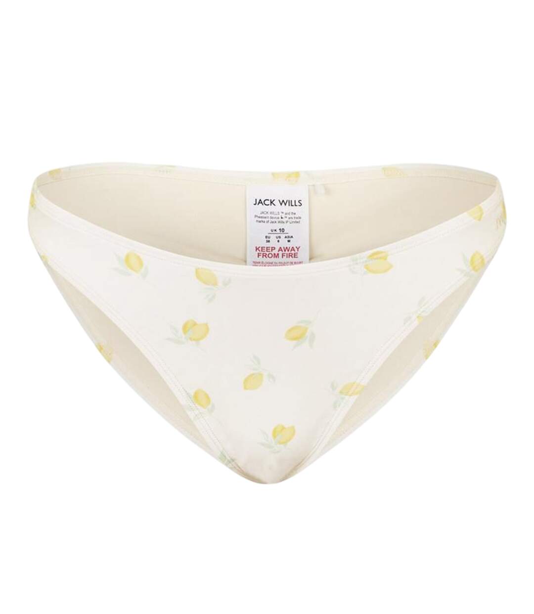 Womens/ladies Lemon High Waist Tanga White Yellow Jack Wills-2